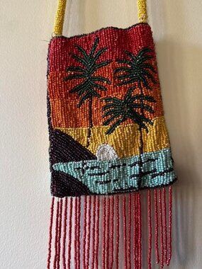 Urban Outfitters Beaded Sunset Palm Crossbody Bag New